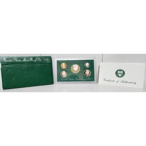 1996‑S U.S. Mint Proof Set • 5‑Coin Clad • Original Box & COA • Low Mintage
